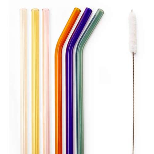 Kikkerland Kikkerland Colored Reusable Glass Straws CU279 Kikkerland Kikkerland Colored Reusable Glass Straws CU279
