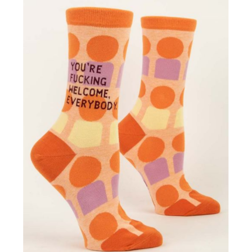 BLUE Q Blue Q You're Fucking Welcome Crew Socks BLUE Q Blue Q You're Fucking Welcome Crew Socks
