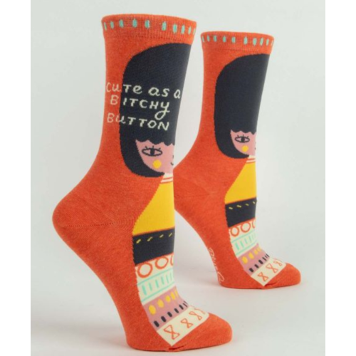 BLUE Q Blue Q Bitchy Button Crew Socks BLUE Q Blue Q Bitchy Button Crew Socks
