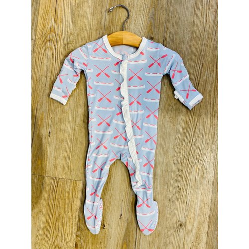 Kickee Pants Kickee Pants Print Ruffle Footie Zipper Dew Paddles Canoe Kickee Pants Kickee Pants Print Ruffle Footie Zipper Dew Paddles Canoe