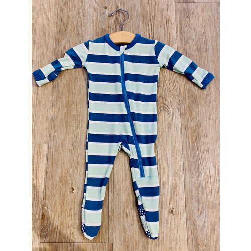 Kickee Pants Kickee Pants Print Footie With Zipper Seaside Cafe Stripe Kickee Pants Kickee Pants Print Footie With Zipper Seaside Cafe Stripe