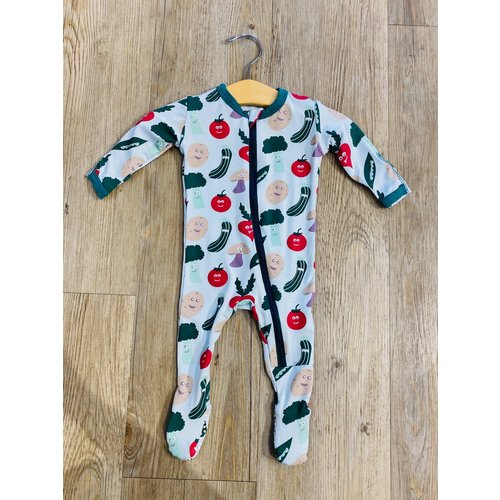 Kickee Pants Kickee Pants Print Footie With Zipper Blue Happy Veggies Kickee Pants Kickee Pants Print Footie With Zipper Blue Happy Veggies