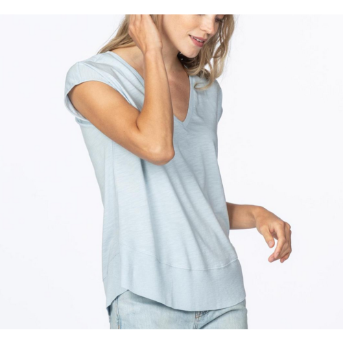 Lilla P Lilla P S/S Rib V Neck Sky Lilla P Lilla P S/S Rib V Neck Sky