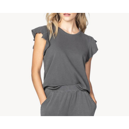 Lilla P Lilla P Ruffle Sleeve Crew Licorice Lilla P Lilla P Ruffle Sleeve Crew Licorice
