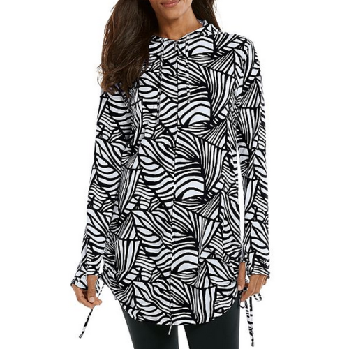 coolibar Coolibar Wailea Swim Cover Up Blk/Wht Great Palm coolibar Coolibar Wailea Swim Cover Up Blk/Wht Great Palm