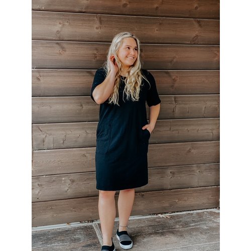 Mod-o-doc Mod-O-Doc Half Slv pen Crew Dress Blk 41B-95734 Mod-o-doc Mod-O-Doc Half Slv pen Crew Dress Blk 41B-95734