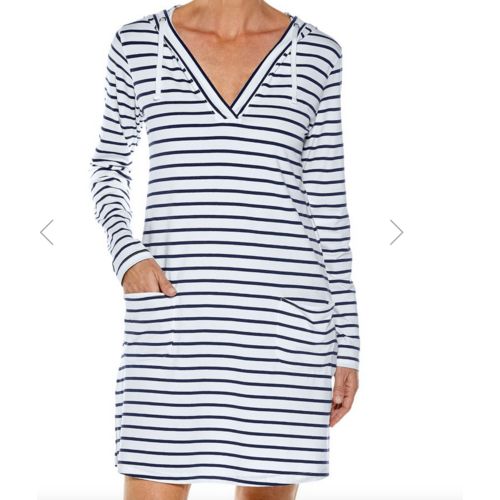 coolibar Coolibar Catalina Cover Up Dress Wht/Navy Stripe coolibar Coolibar Catalina Cover Up Dress Wht/Navy Stripe