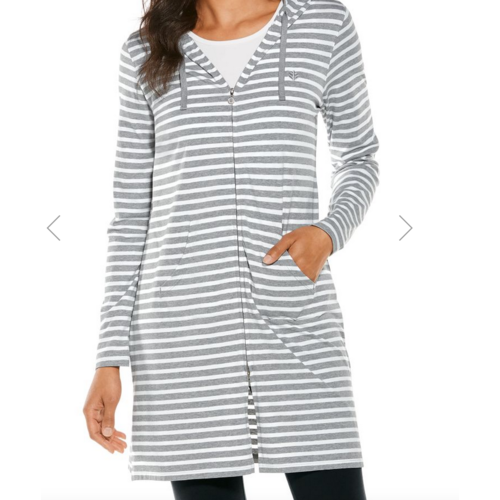 coolibar Coolibar Cabana Hoodie Grey/Wht Stripe coolibar Coolibar Cabana Hoodie Grey/Wht Stripe