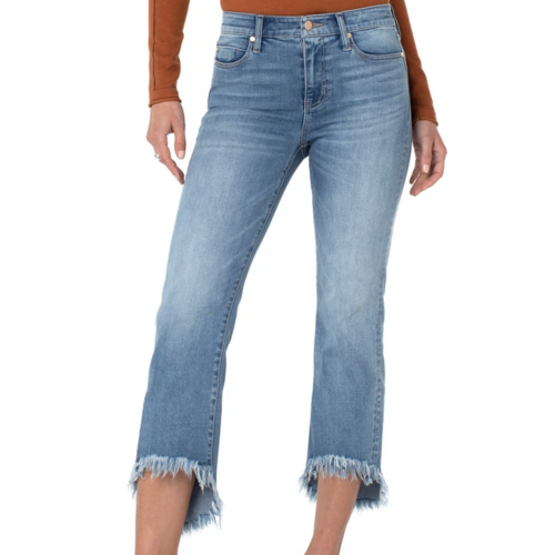Liverpool Liverpool Crop Flare 5 Pkt Hi Lo Fray SKYVIEWWASH Liverpool Liverpool Crop Flare 5 Pkt Hi Lo Fray SKYVIEWWASH