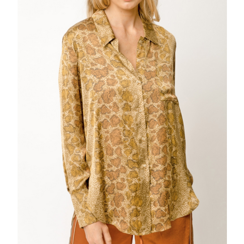 Mystree Mystree Animal Print Blouse Olive Mystree Mystree Animal Print Blouse Olive