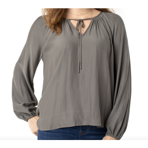 Liverpool Liverpool Shirred Blouse DUSTY OLIVE Liverpool Liverpool Shirred Blouse DUSTY OLIVE