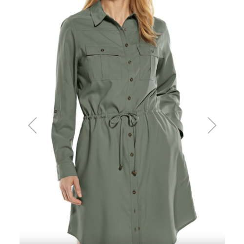 coolibar Coolibar Napa Travel Shirt Dress OLIVE coolibar Coolibar Napa Travel Shirt Dress OLIVE