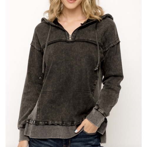 Mystree Mystree Washed Black Hoodie Mystree Mystree Washed Black Hoodie