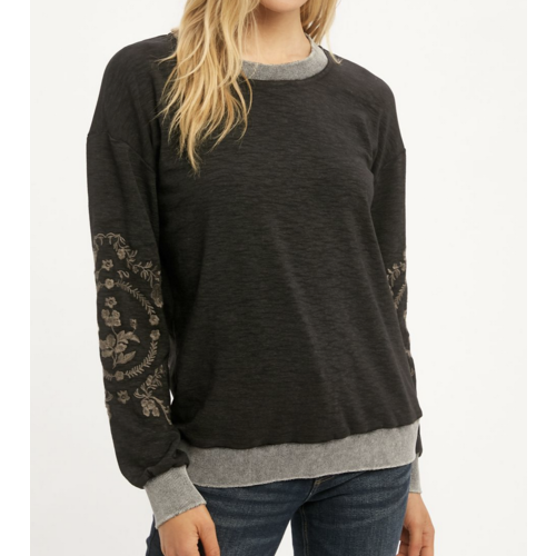 Mystree Mystree Acid Washed Emb Sleeve Blk Mystree Mystree Acid Washed Emb Sleeve Blk