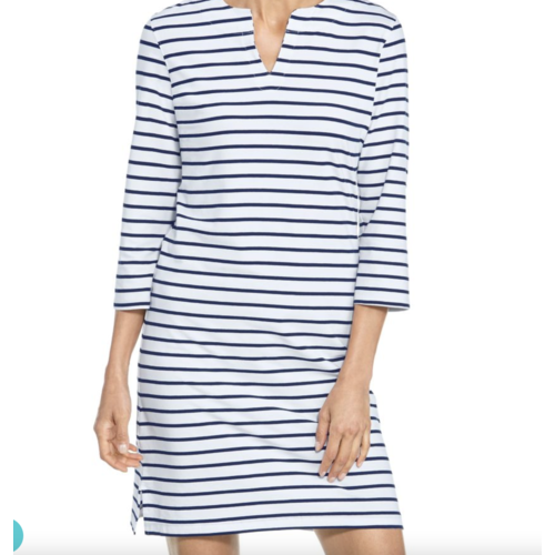 coolibar Coolibar Oceanside Dress White Navy Stripe coolibar Coolibar Oceanside Dress White Navy Stripe