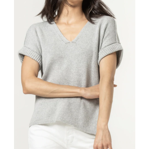 Lilla P Lilla P Easy V-Neck Pullover Sweater Heather Grey PA1711 Lilla P Lilla P Easy V-Neck Pullover Sweater Heather Grey PA1711