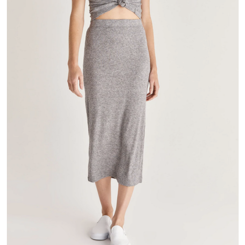 Z Supply Z Supply Fallon Rib Mid Skirt Charcoal Heather Z Supply Z Supply Fallon Rib Mid Skirt Charcoal Heather