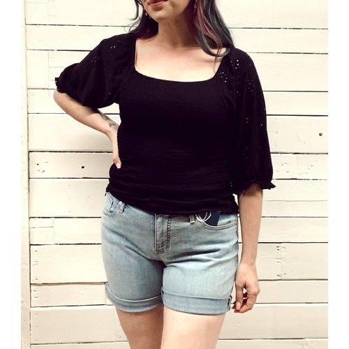 Esqualo Esqualo Black Smock Top Esqualo Esqualo Black Smock Top