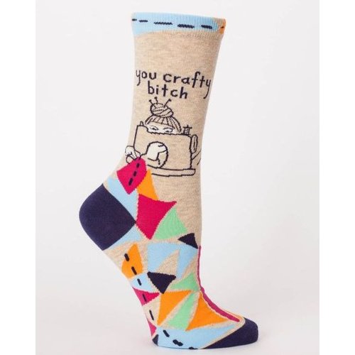 BLUE Q Blue Q You Crafty Bitch Crew Socks SW486 BLUE Q Blue Q You Crafty Bitch Crew Socks SW486
