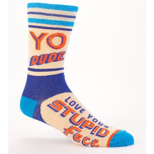 BLUE Q Blue Q Yo Dude. Stupid Face Men's Socks SW821 BLUE Q Blue Q Yo Dude. Stupid Face Men's Socks SW821