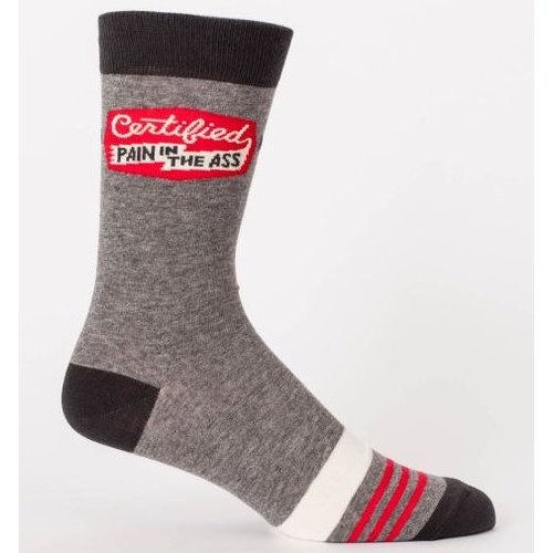 BLUE Q Blue Q Certified Pain Ass Men's Crew Socks SW847 BLUE Q Blue Q Certified Pain Ass Men's Crew Socks SW847
