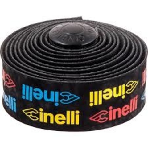 Cinelli Logo Velvet handlebar tape - black/multi color Cinelli Logo Velvet handlebar tape - black/multi color