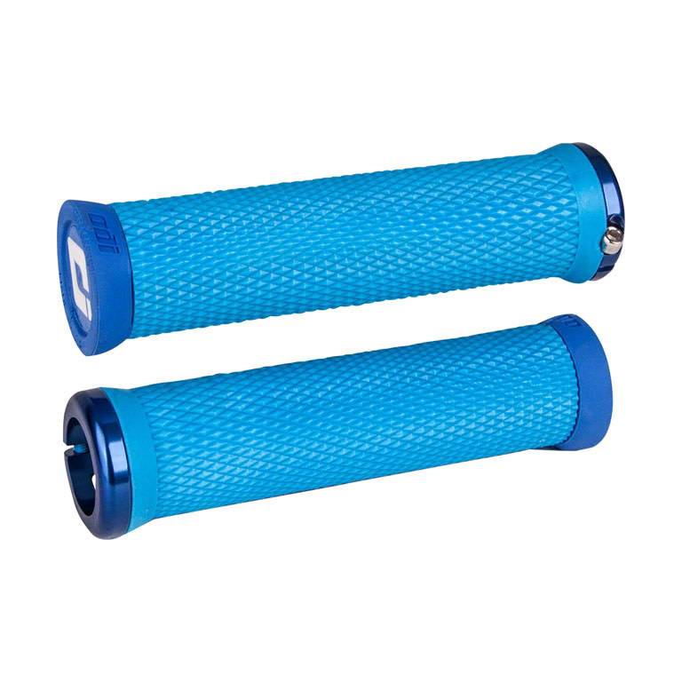 ODI Elite Motion Lock-On Grips Light Blue with Blue Clamps ODI Elite Motion Lock-On Grips Light Blue with Blue Clamps