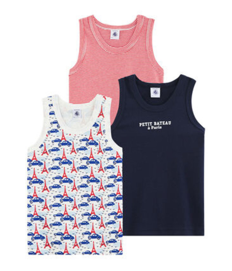 Petit Bateau Trio de Débardeurs Garçon Petit Bateau
