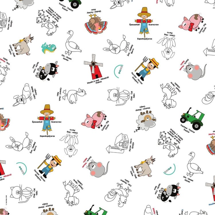 Bimoo COLORING MULTILINGUAL TABLECLOTH