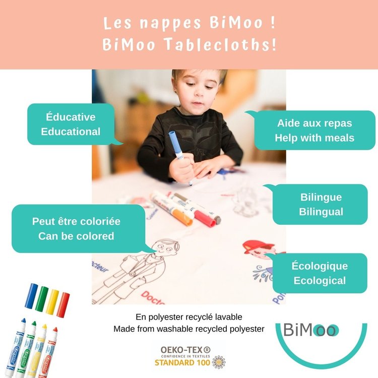 Bimoo COLORING MULTILINGUAL TABLECLOTH