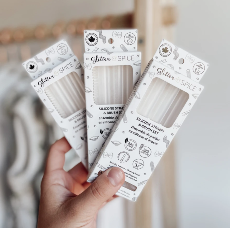 GLITTER & SPICE Ensemble Paille Silicone Et Brosse Glitter Spice