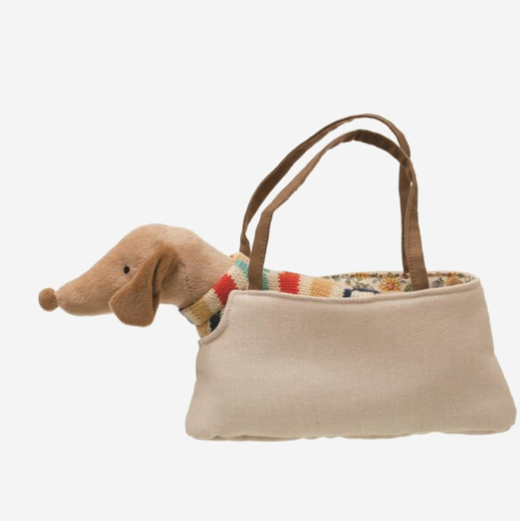 Creative Co-Op Bag & Plush Dog Creative Co-op