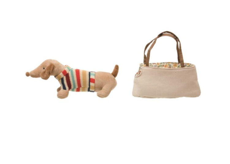 Creative Co-Op Bag & Plush Dog Creative Co-op