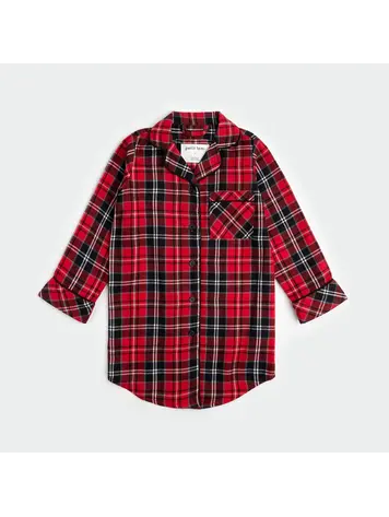 Women's Cotton Sleep Shirt, Long Sleeve Button-down Nightshirt Flannel Night  Shirt,l, Red Plaid