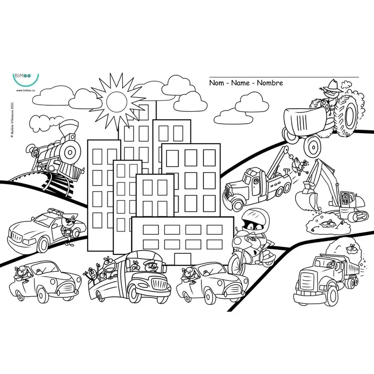 Bimoo NAPPERON À COLORIER MULTILINGUE BIMOO