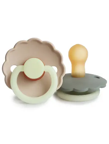 MUSHIE Mushie FRIGG Daisy Night Natural Robber Pacifier 2-Pack