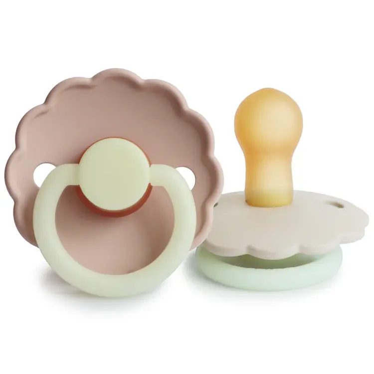 MUSHIE Mushie FRIGG Daisy Night Natural Robber Pacifier 2-Pack