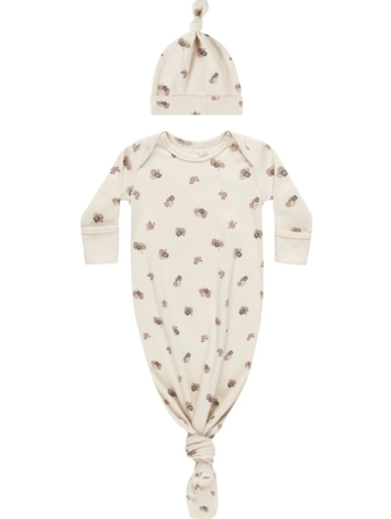 QUINCY MAE Quincy Mae Knotted Baby Gown + Hat Set