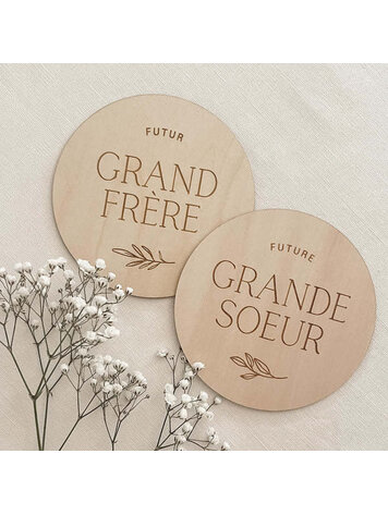 Le Petit Tableau Noir Le Petit Tableau Noir Pastille de Bois- Futur(e) Grand Frère/Soeur