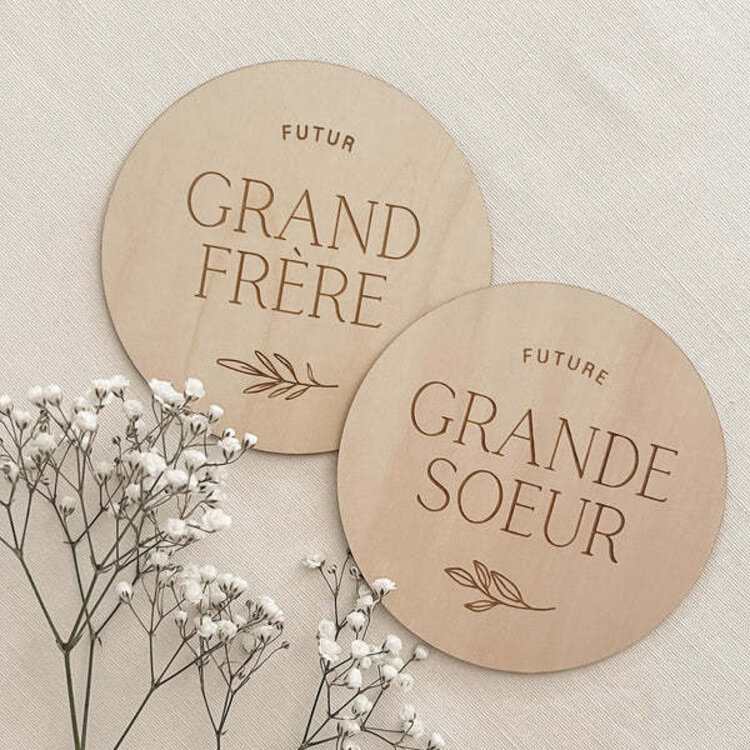 Le Petit Tableau Noir Pastille de Bois- Futur(e) Grand Frère/Soeur Le Petit Tableau Noir