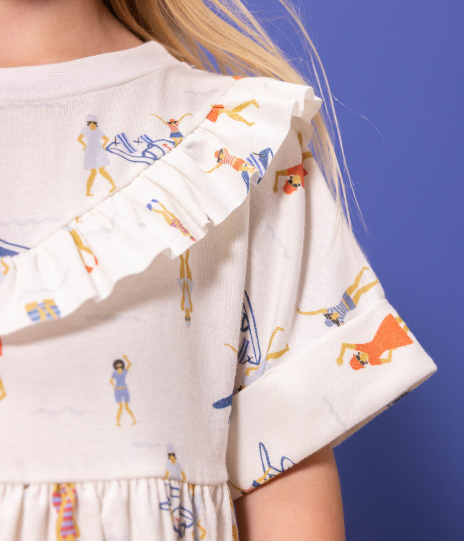 Robe Mi-longue Manches Courtes Beige Petit Bateau Fille - 1891523