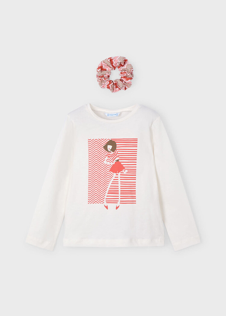 Mayoral Mayoral Girls Long Sleeves T-Shirt & Scrunchie