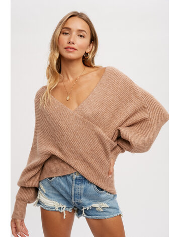 Bluivy Bluivy Ribbed Cross-Over Pullover