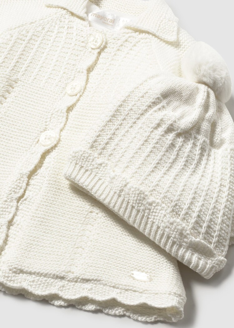 Mayoral Mayoral Girls Knit Coat & Bonnet