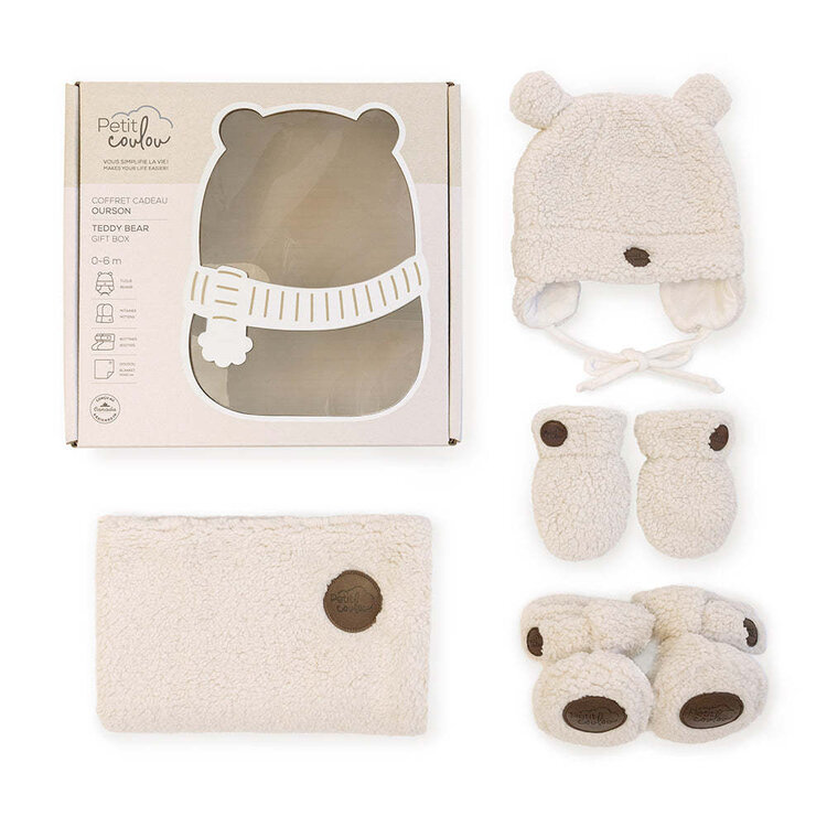Petit Coulou Petit Coulou Baby Teddy Bear Sherpa Gift Box