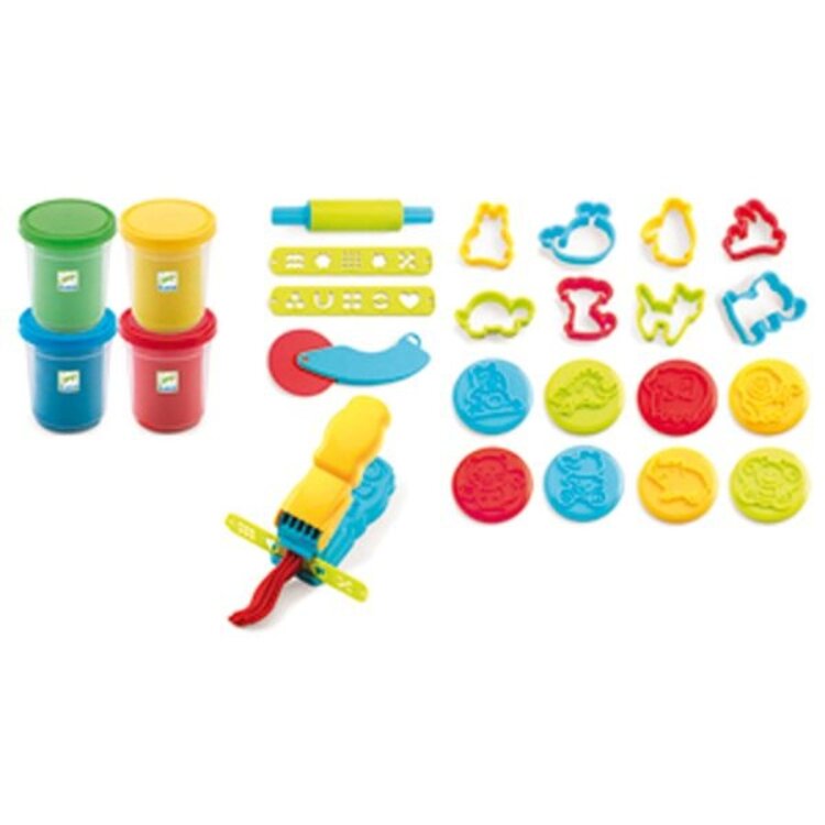 Djeco Pâte à Modeler/ 4 Pots & 21 Outils Djeco