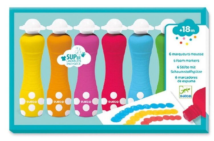 Djeco 6 Marqueurs Mousse Djeco