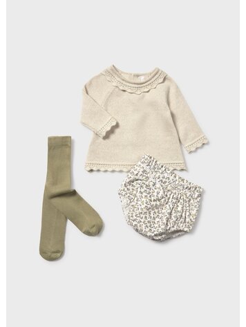 Mayoral Mayoral Girls Bloomer and Tights 3Pcs Set