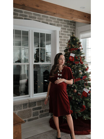 Vine & Love Vine & Love Velvet Dress with Sparkling Bows