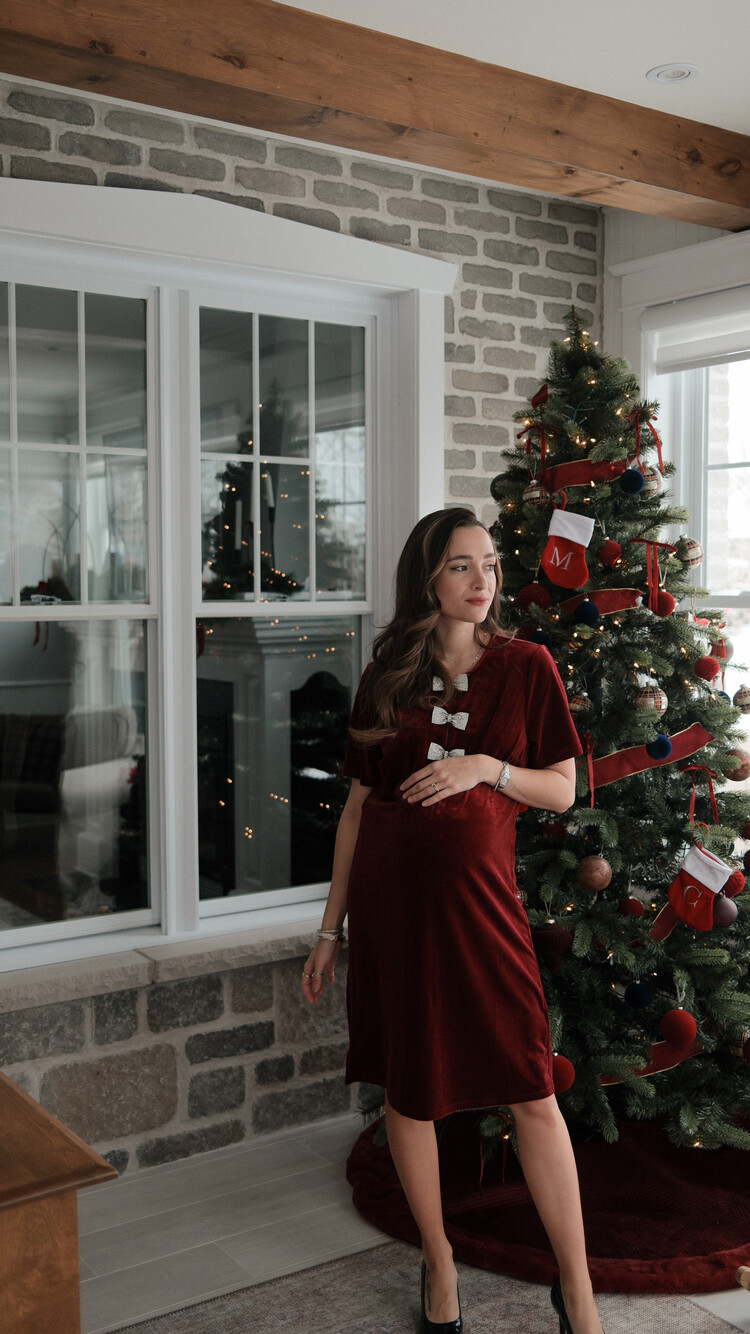 Vine & Love Vine & Love Velvet Dress with Sparkling Bows